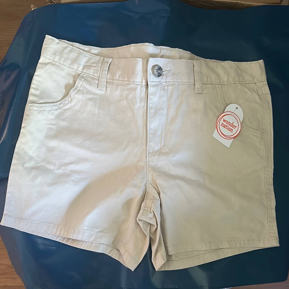 Wonder Nation Girls Beige Tan Chino Shorts Size 16